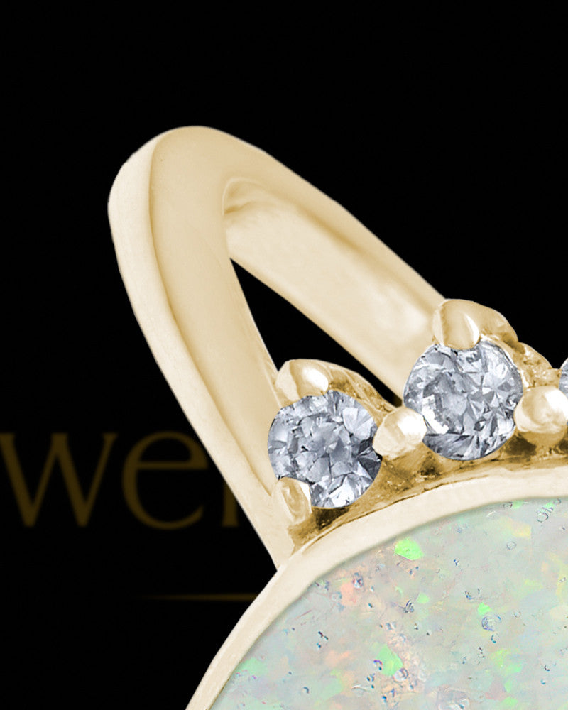 Solid 14K Gold Ladies Loyola Crushed Linen Opal Ash Ring