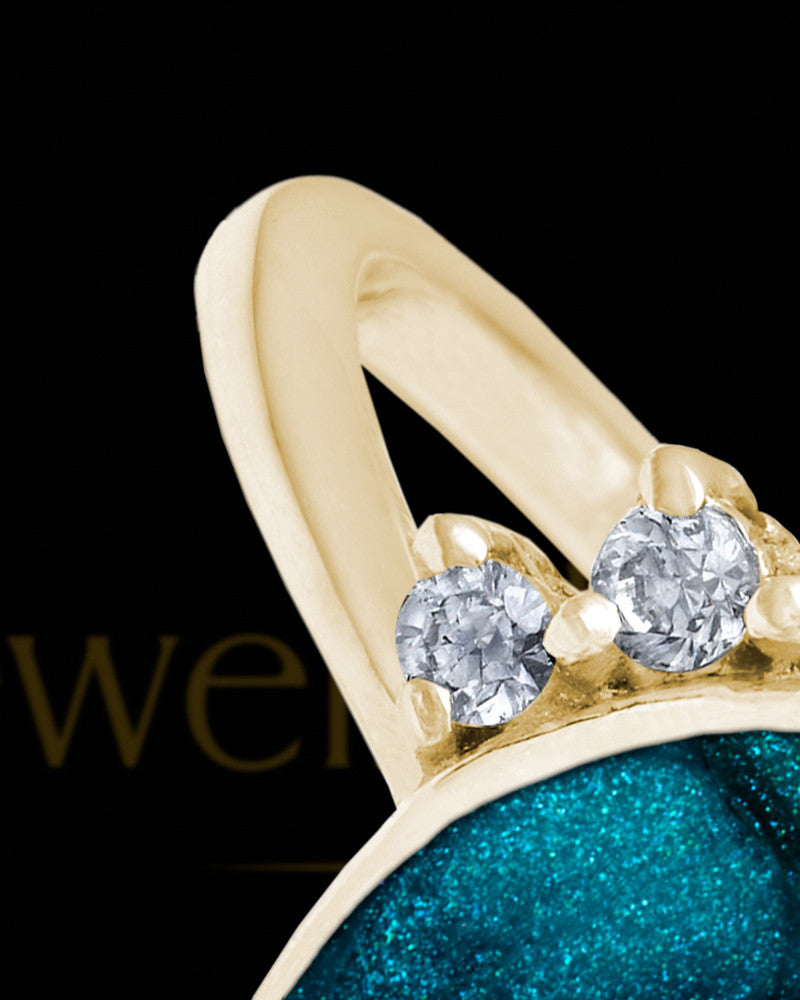 Solid 14K Gold Ladies Loyola with Teal Ash Ring