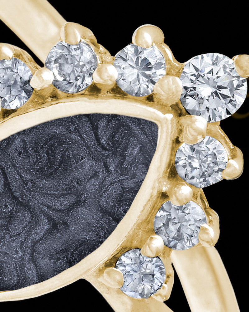 Solid 14K Gold Ladies Loyola with Graphite Ash Ring