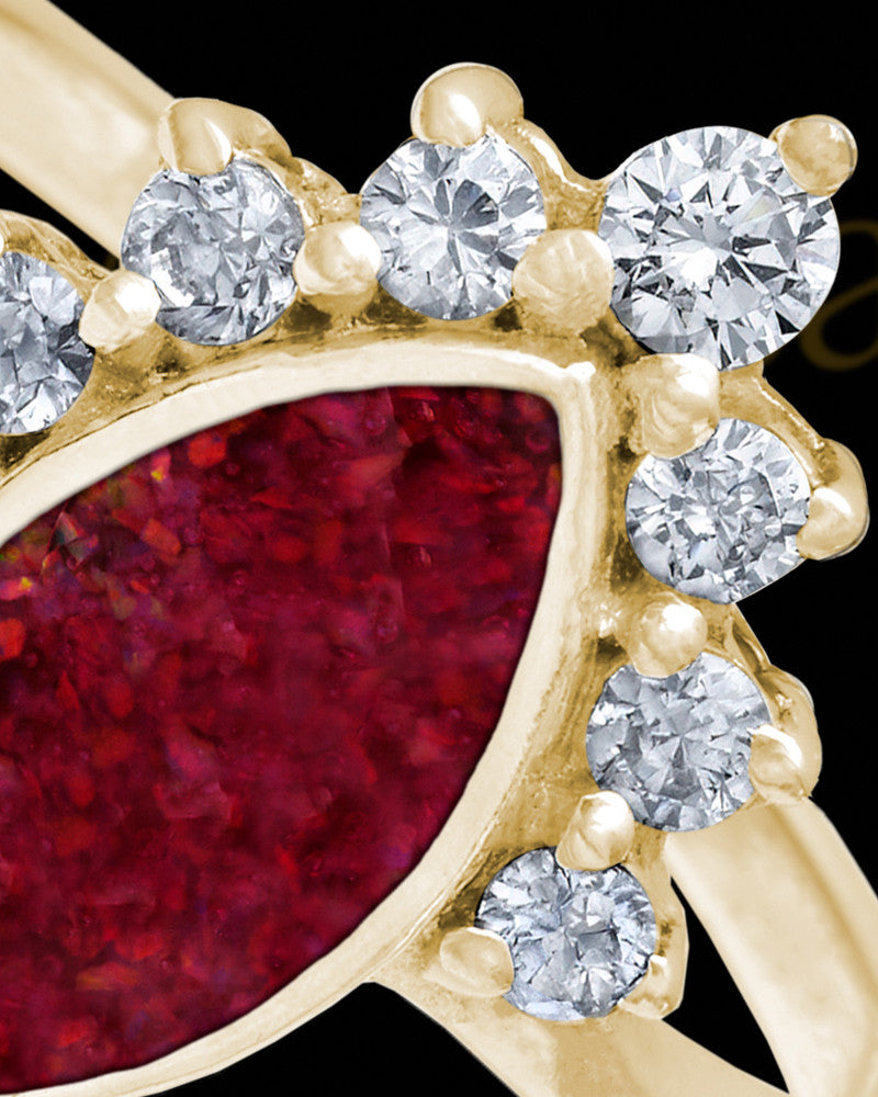 Solid 14K Gold Ladies Loyola Garnet Pearl Opal Ash Ring