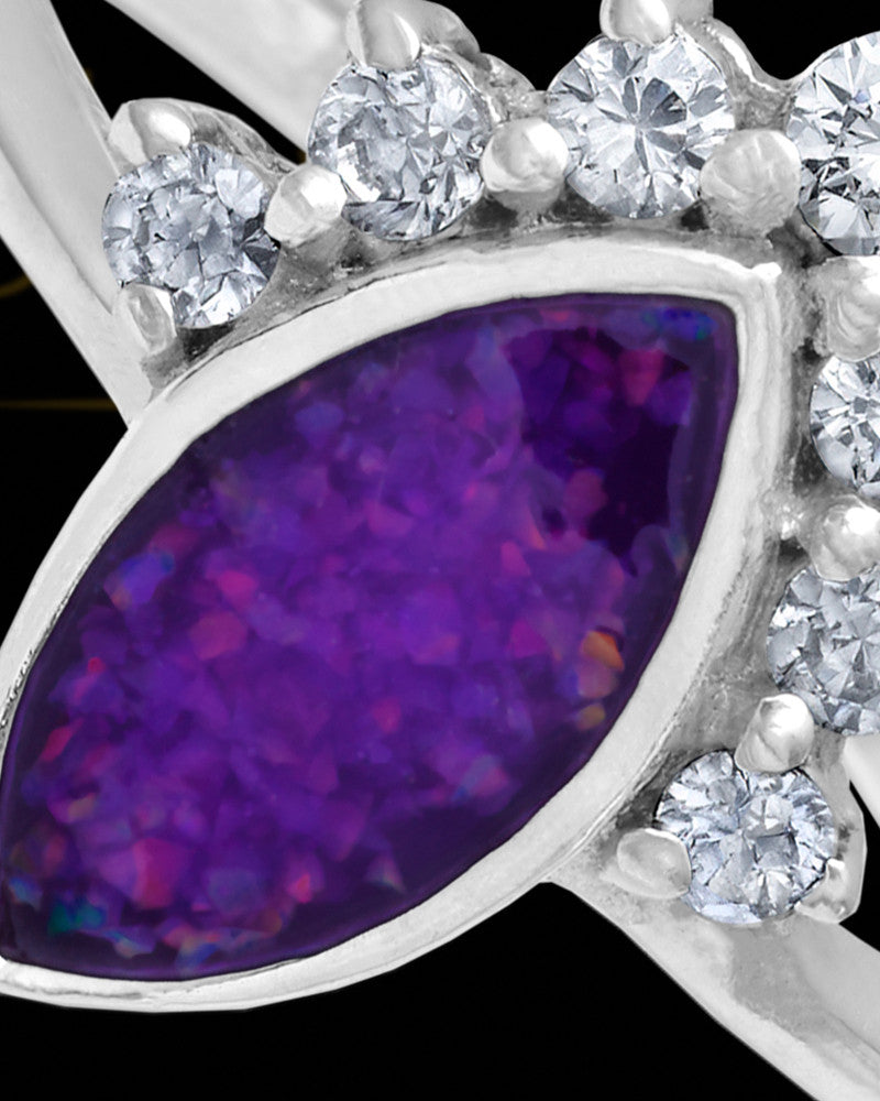 Ladies Loyola Orchid Pearl Opal Silver Ash Ring