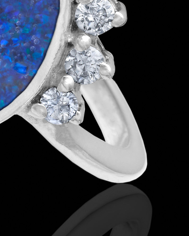 Ladies Loyola Ocean Tide Opal Silver Ash Ring