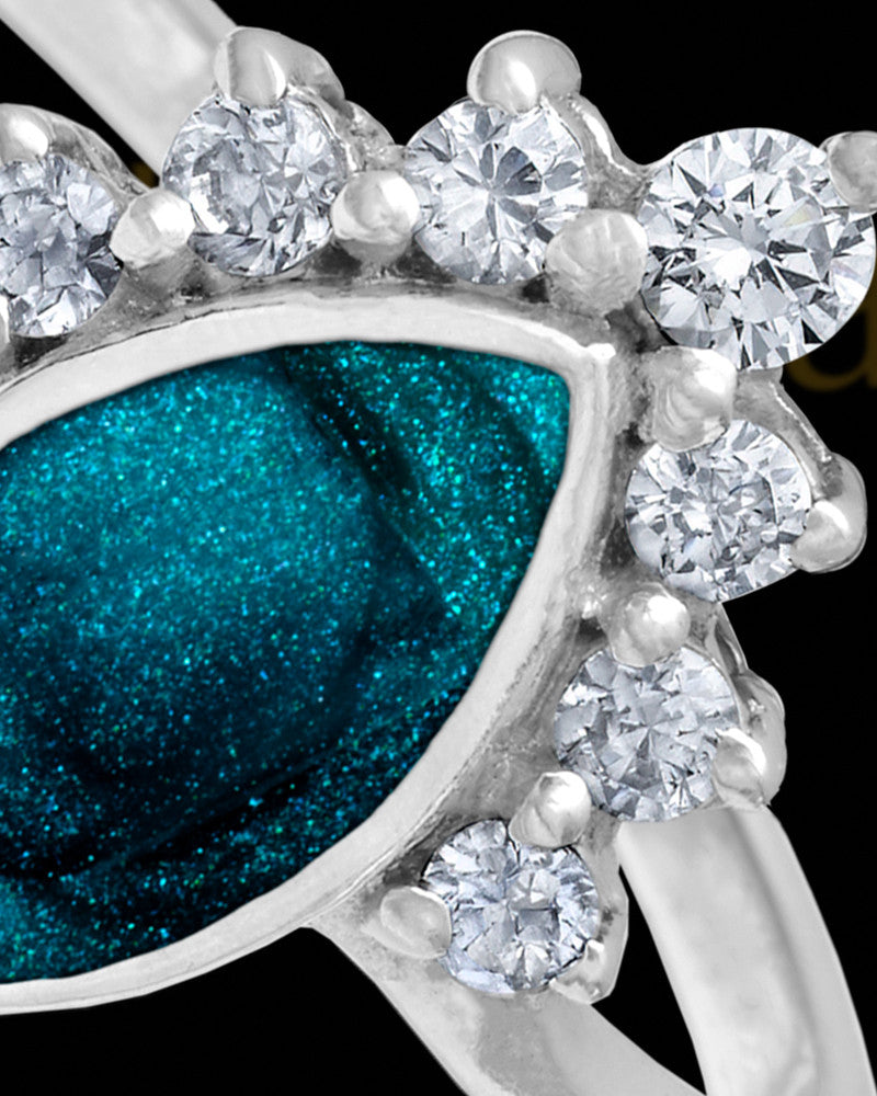 Ladies Loyola with Teal Silver Ash Ring