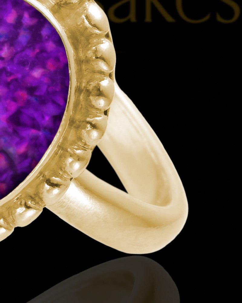 Solid 14K Gold Ladies Carrollton Orchid Pearl Opal Ash Ring