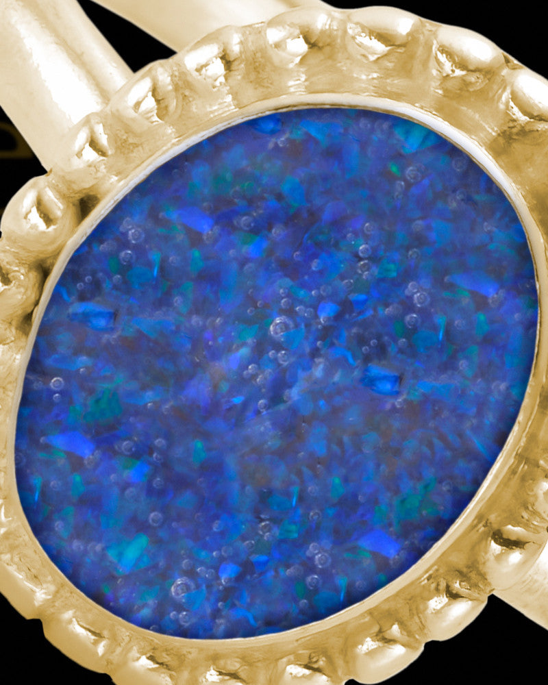 Solid 14K Gold Ladies Carrollton Ocean Tide Opal Ash Ring