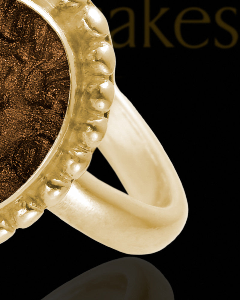 Solid 14K Gold Ladies Carrollton with Coffee Ash Ring