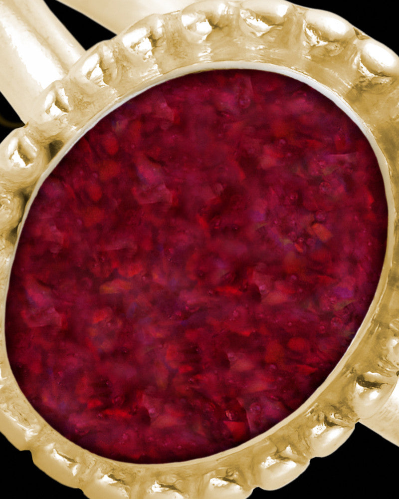 Solid 14K Gold Ladies Carrollton Garnet Pearl Opal Ash Ring