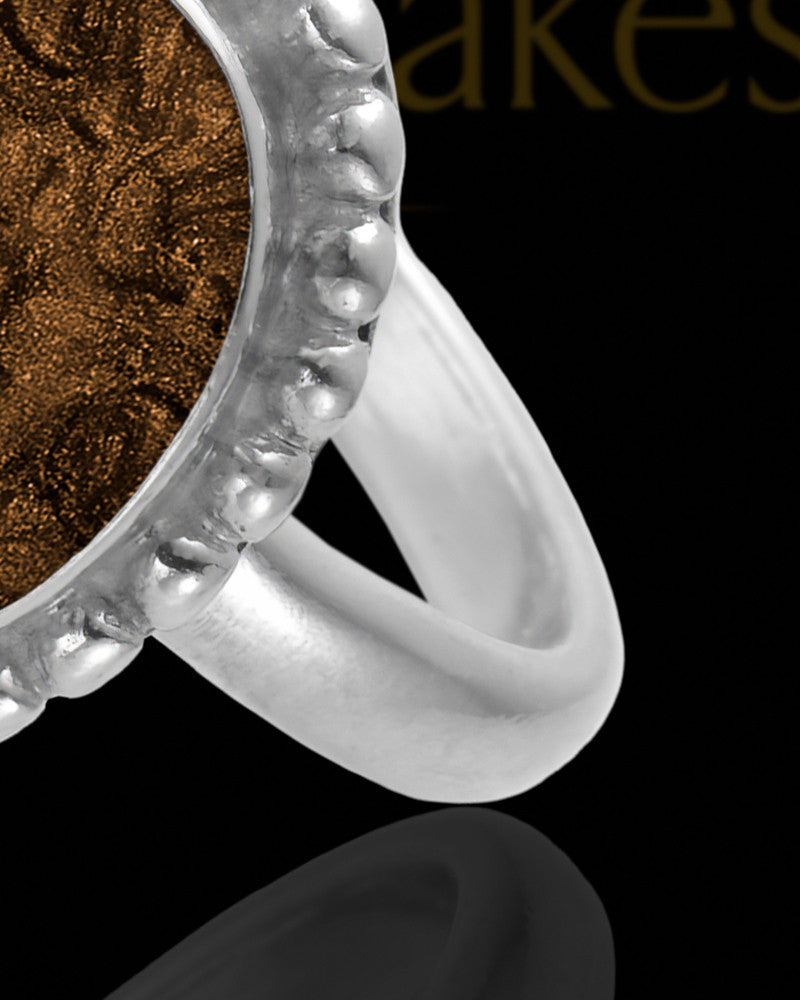 Ladies Carrollton with Coffee Silver Ash Ring