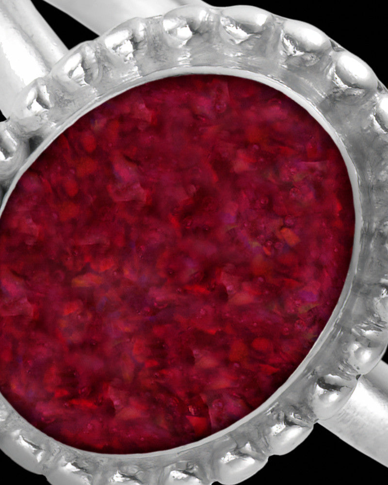 Ladies Carrollton Garnet Pearl Opal Silver Ash Ring