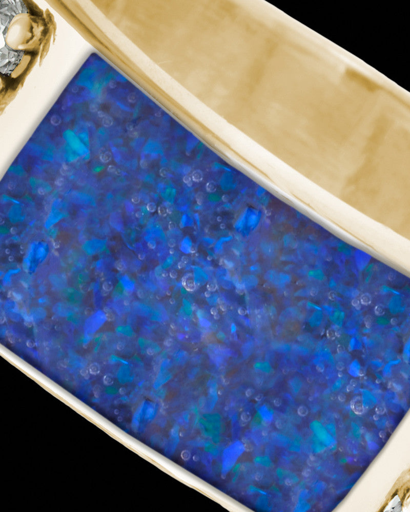 Solid 14K Gold Men's Lennox Ocean Tide Opal Ash Ring
