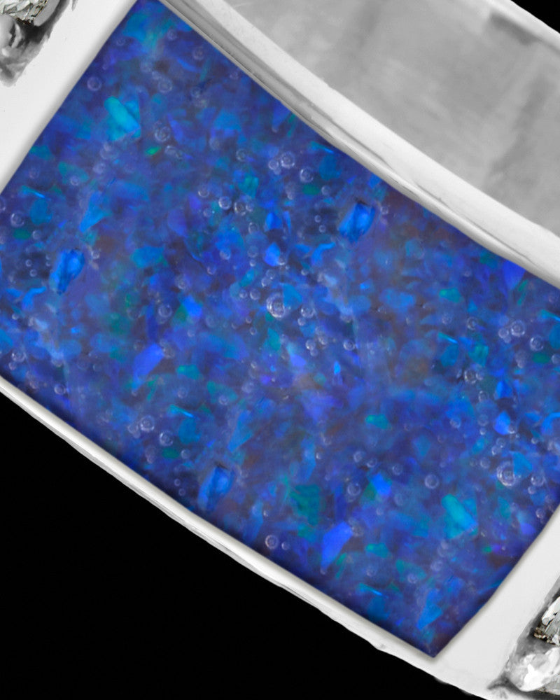 Men's Lennox Ocean Tide Opal Silver Ash Ring