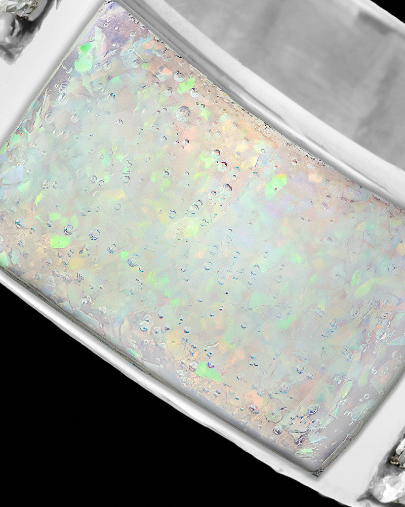 Men's Lennox Crushed Linen Opal Silver Ash Ring