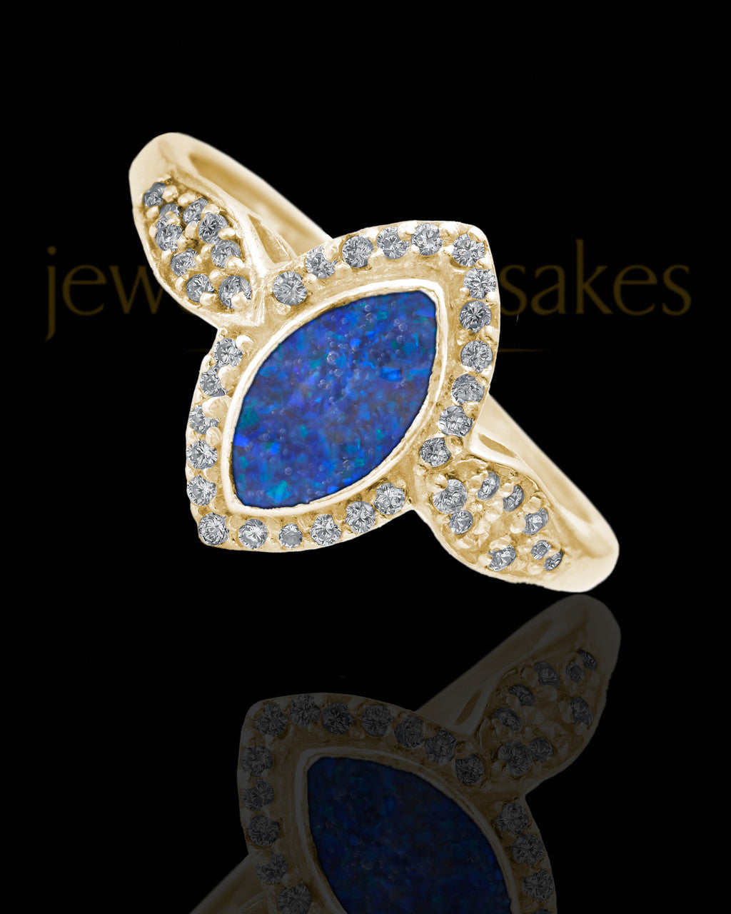 Solid 14K Gold Ladies Prentiss Ocean Tide Opal Ash Ring