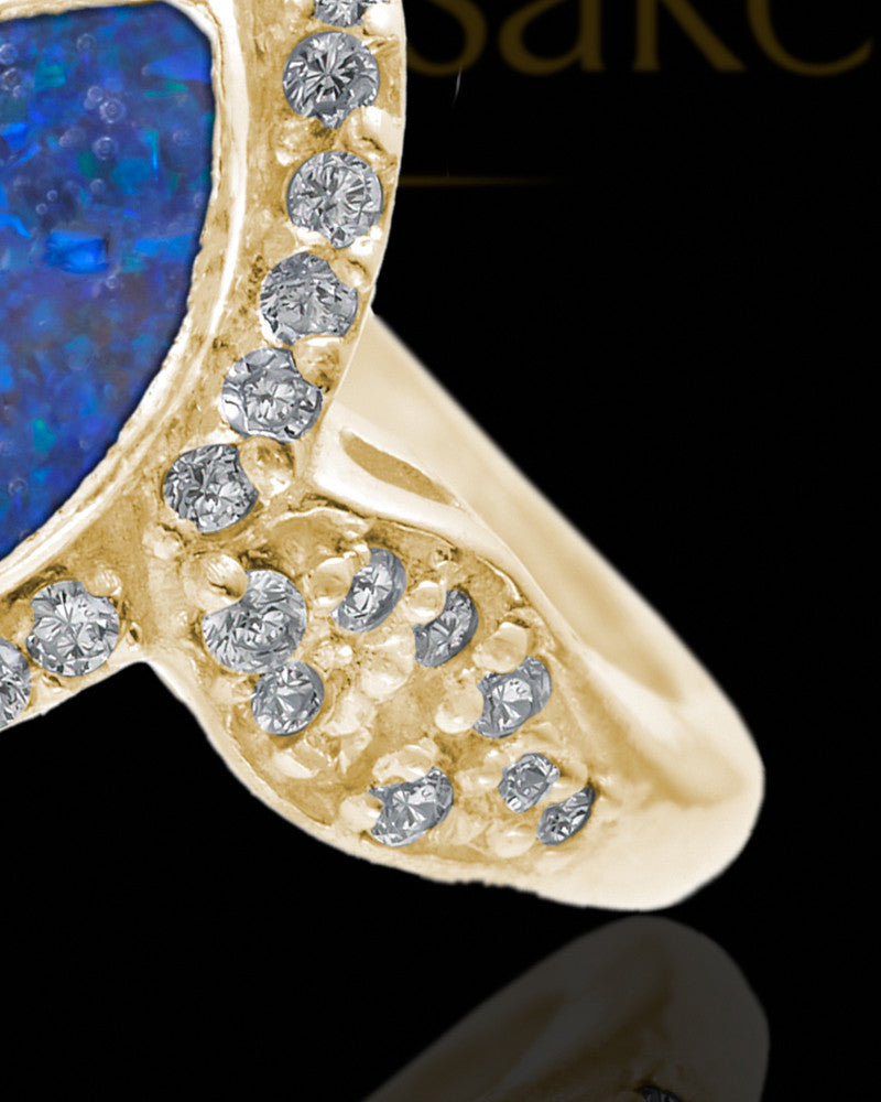 Solid 14K Gold Ladies Prentiss Ocean Tide Opal Ash Ring