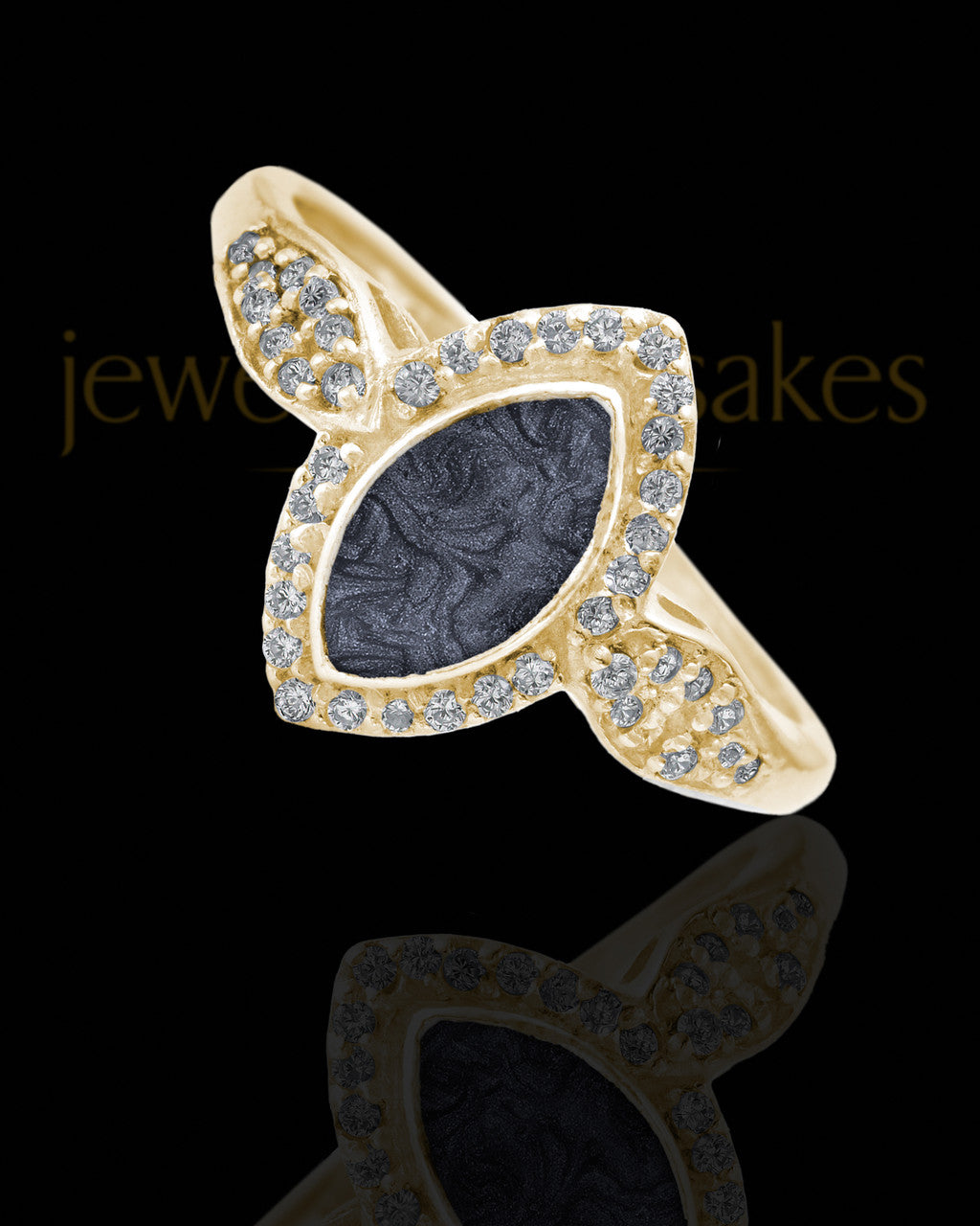 Solid 14K Gold Ladies Prentiss with Graphite Ash Ring