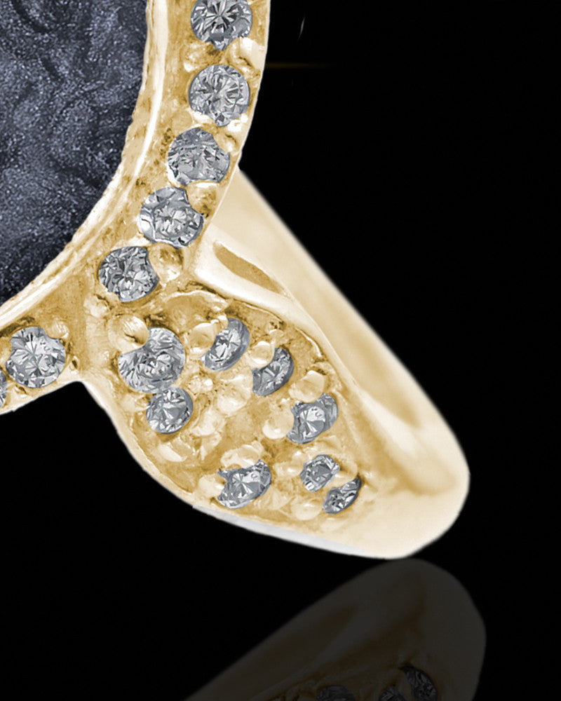 Solid 14K Gold Ladies Prentiss with Graphite Ash Ring