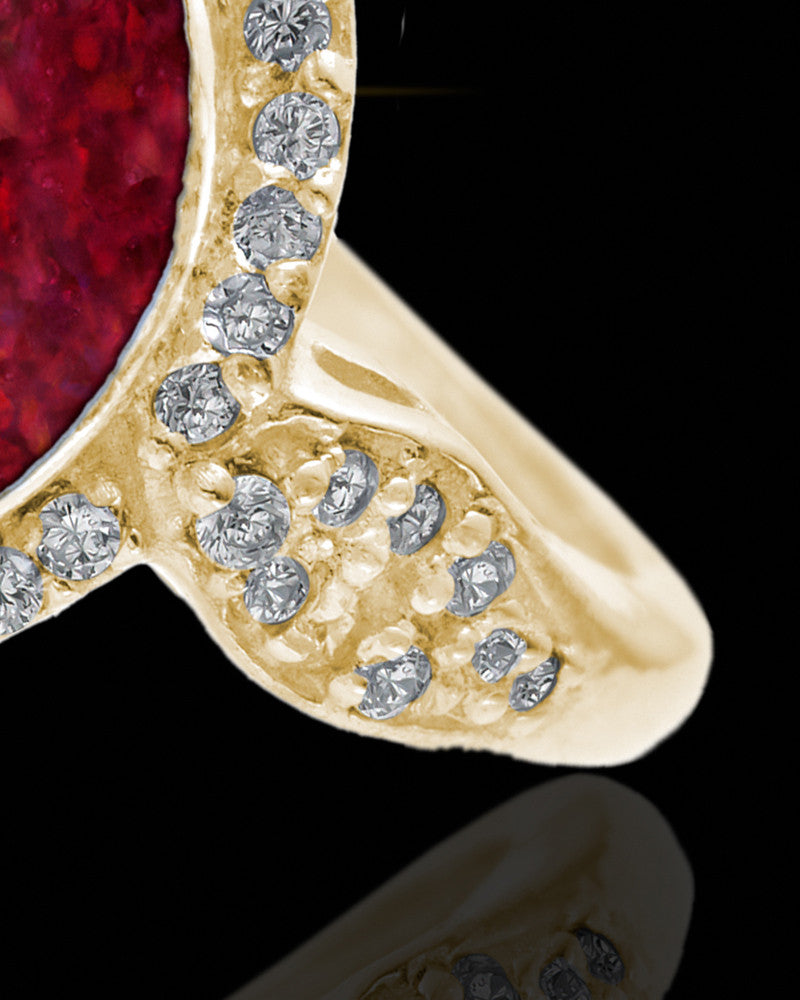 Solid 14K Gold Ladies Prentiss Garnet Pearl Opal Ash Ring