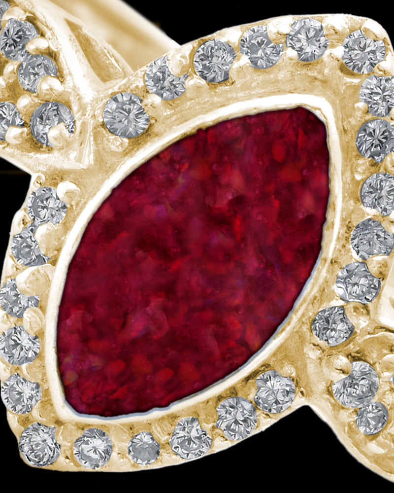 Solid 14K Gold Ladies Prentiss Garnet Pearl Opal Ash Ring