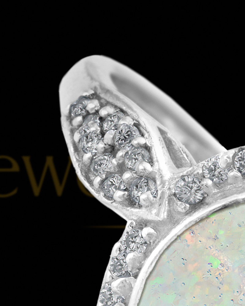 Ladies Prentiss Crushed Linen Opal Silver Ash Ring