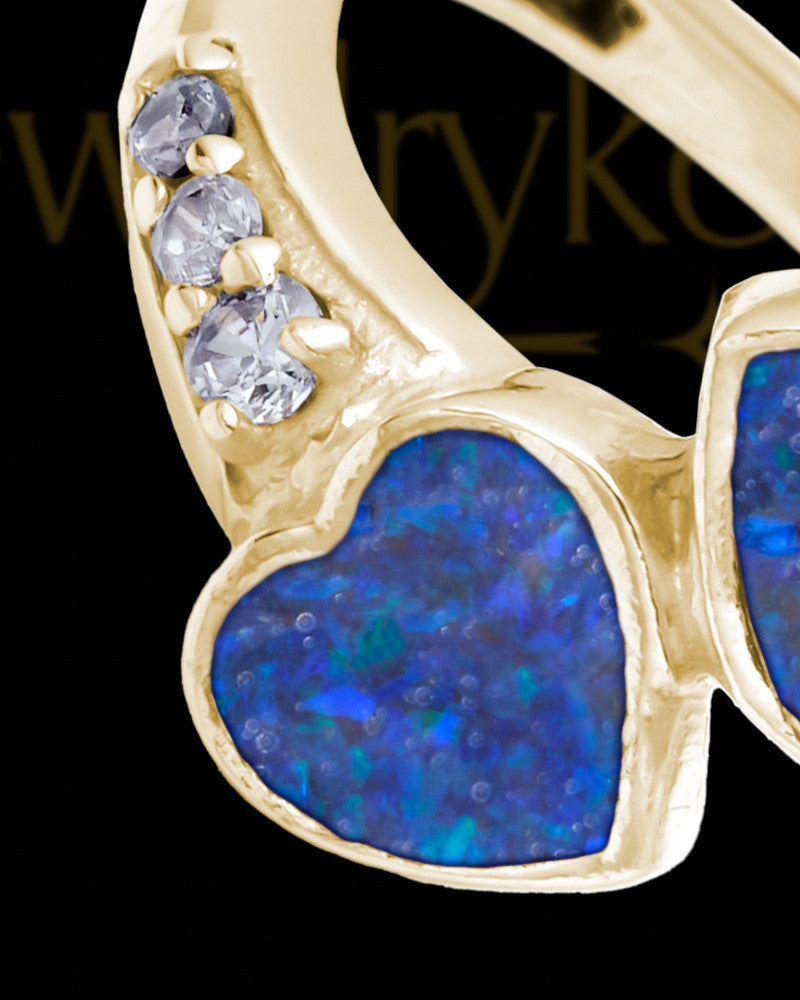Solid 14K Gold Ladies Isadora Ocean Tide Opal Ash Ring
