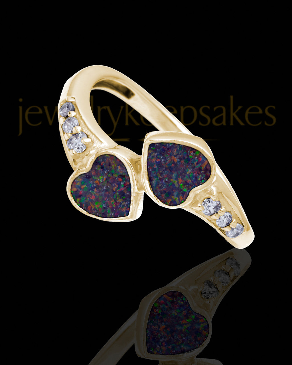 Solid 14K Gold Ladies Isadora Black Blaze Opal Ash Ring