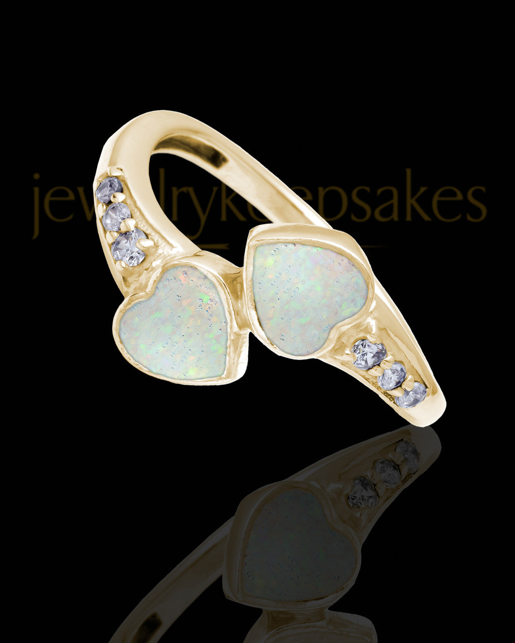 Solid 14K Gold Ladies Isadora Crushed Linen Opal Ash Ring