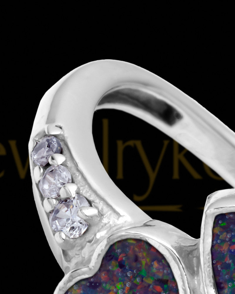 Ladies Isadora Black Blaze Opal Silver Ash Ring
