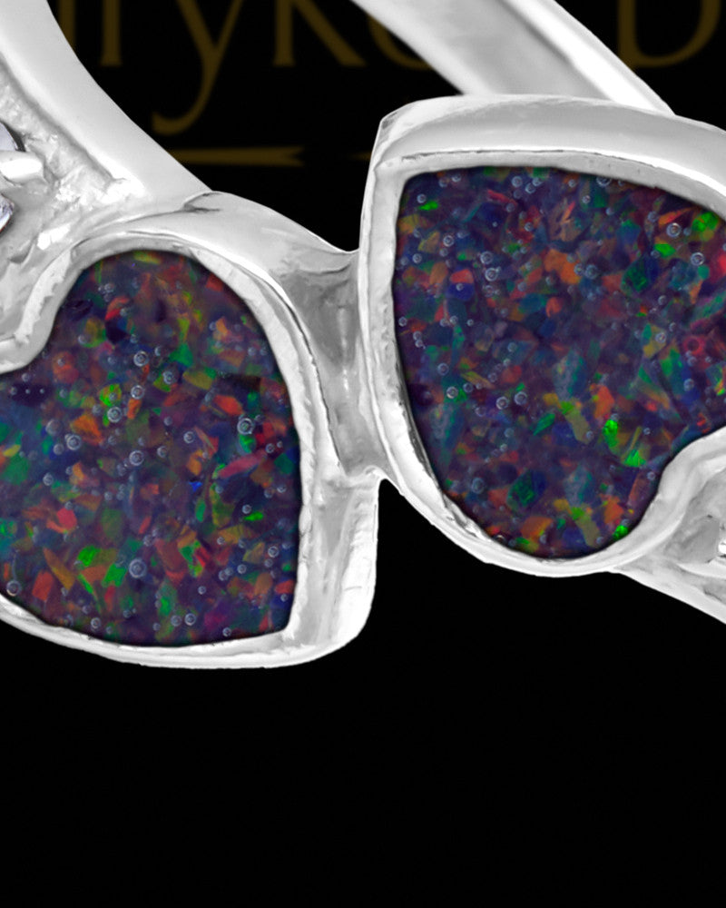 Ladies Isadora Black Blaze Opal Silver Ash Ring