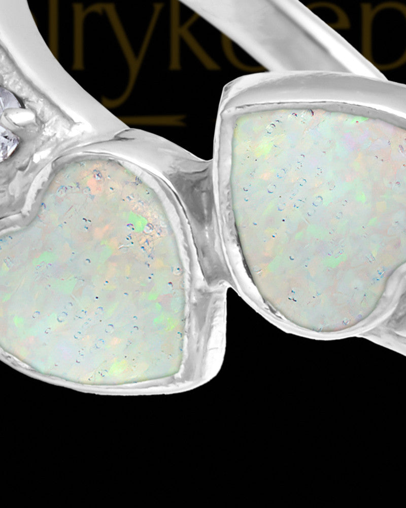 Ladies Isadora Crushed Linen Opal Silver Ash Ring
