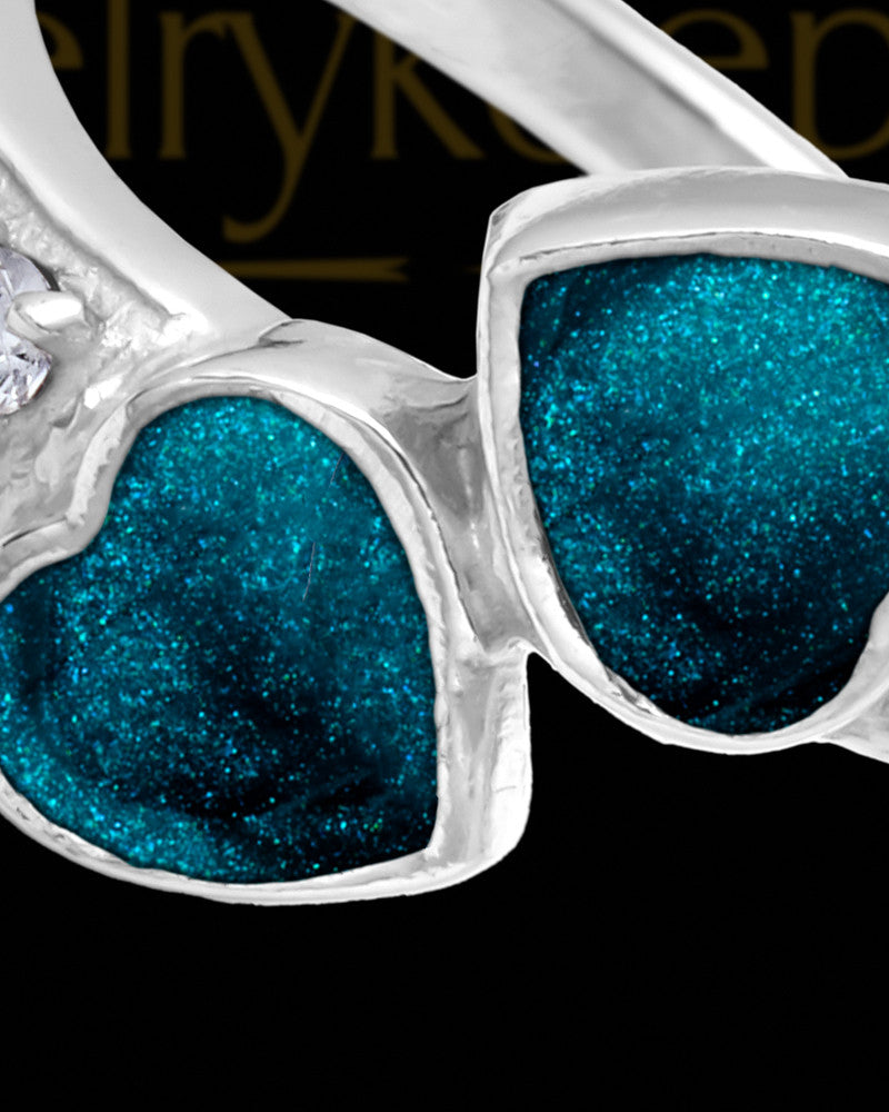 Ladies Isadora with Teal Silver Ash Ring