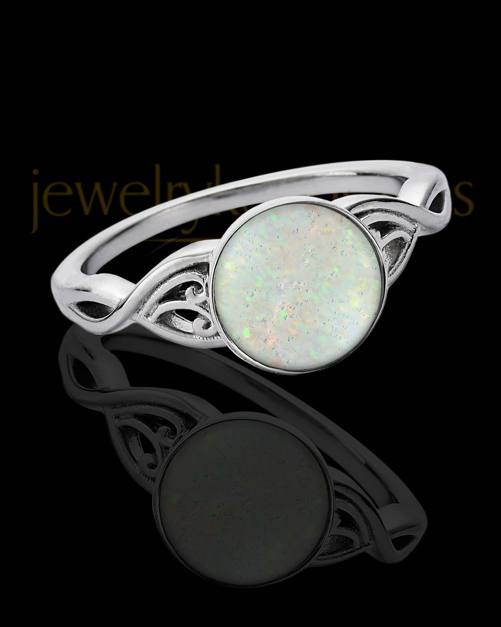 Ladies Abigail Crushed Linen Opal Silver Ash Ring