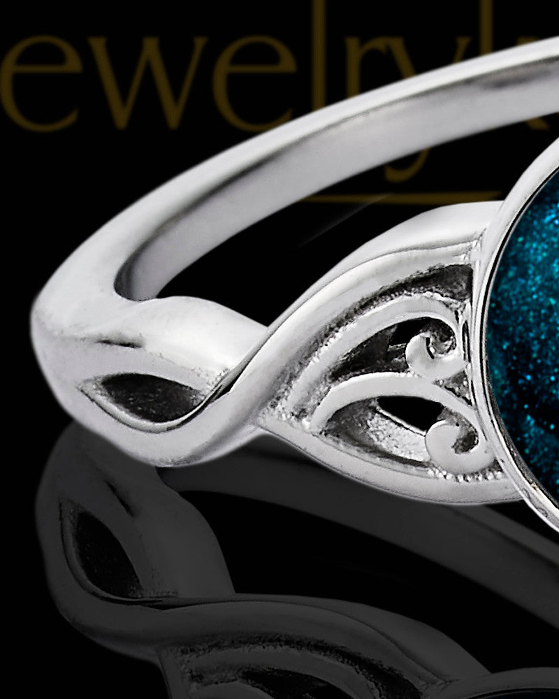 Ladies Abigail with Teal Silver Ash Ring
