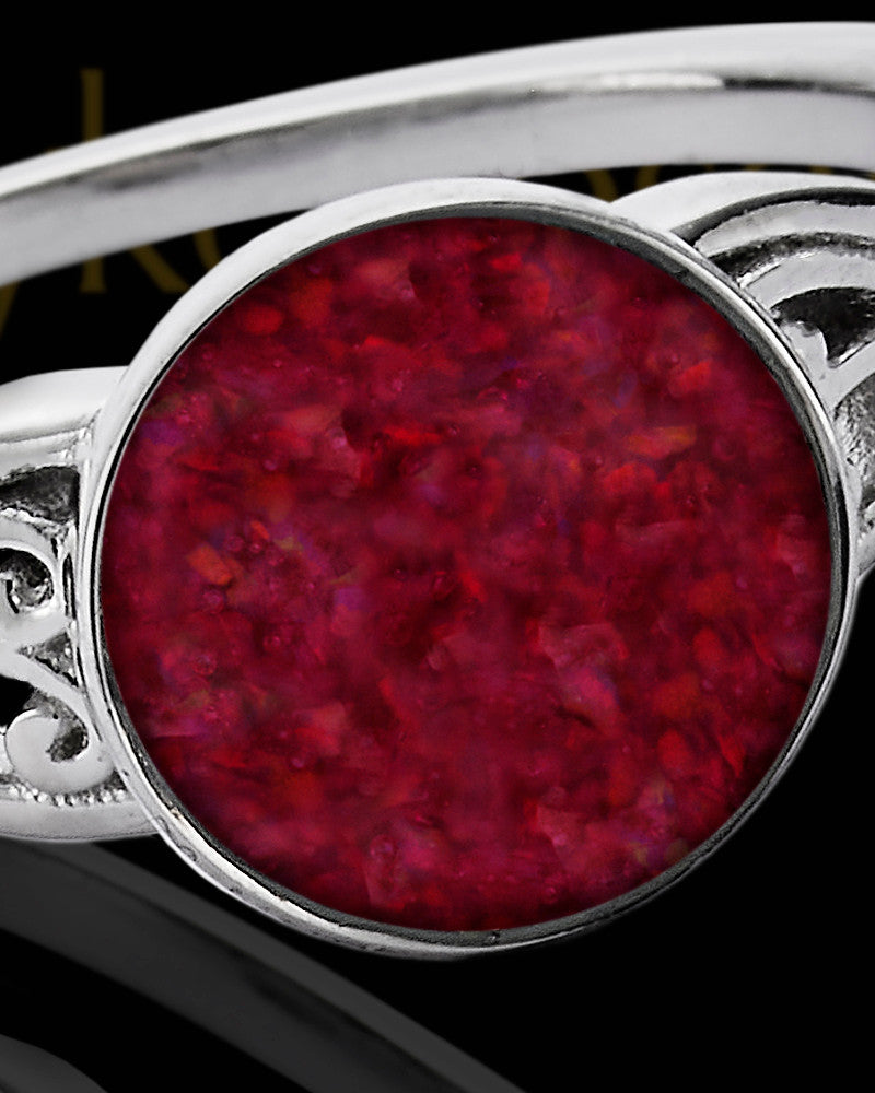 Ladies Abigail Garnet Pearl Opal Silver Ash Ring