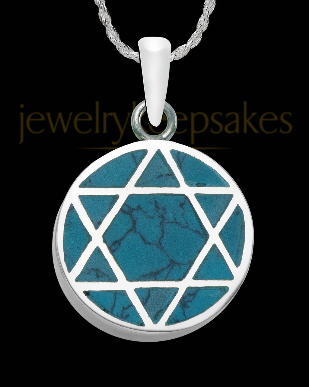 Sterling Silver Turquoise Filled Star Of David Charm For Ashes