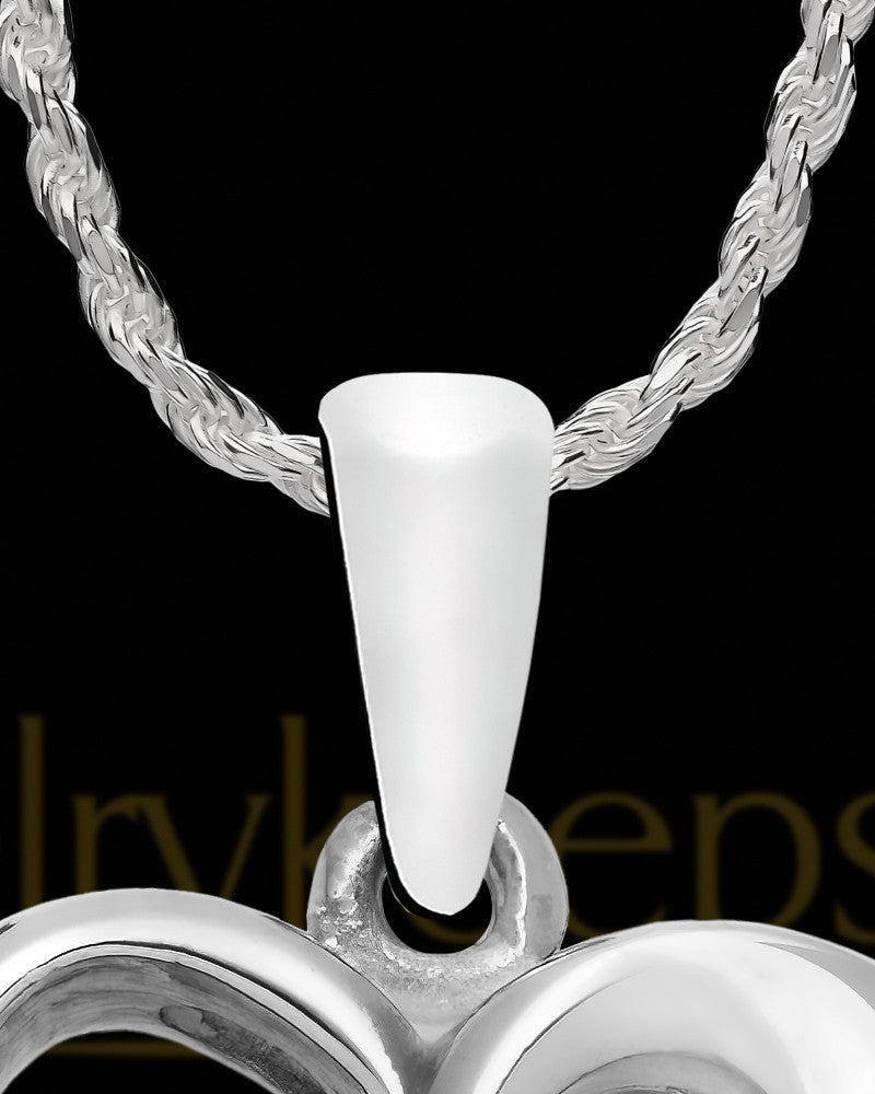 Contoured Sterling Silver Heart With Green Gem Charm For Ashes