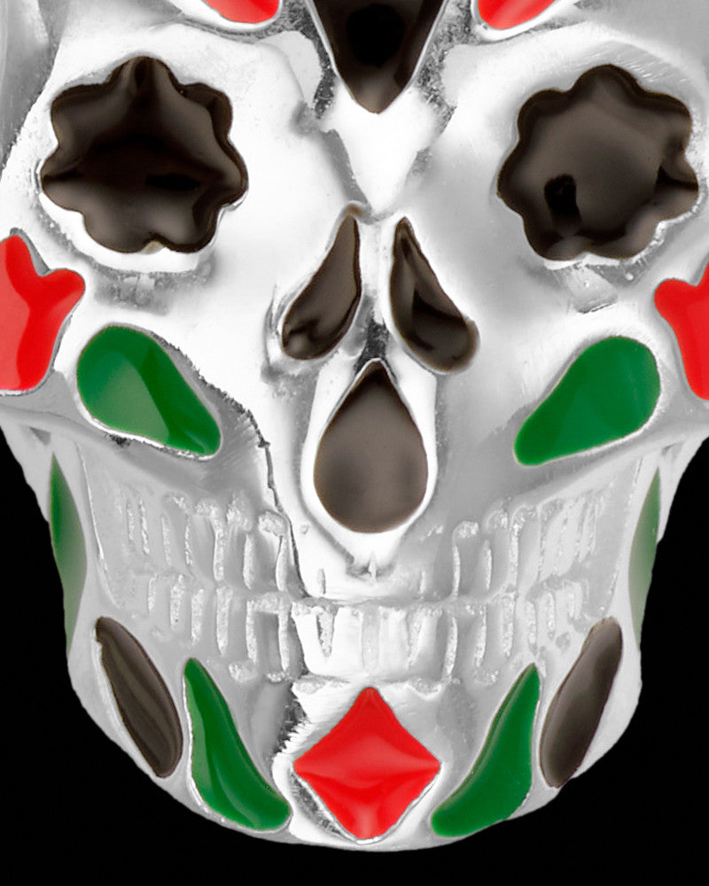 Sterling Silver Colorful Day Of The Dead Cremation Necklace