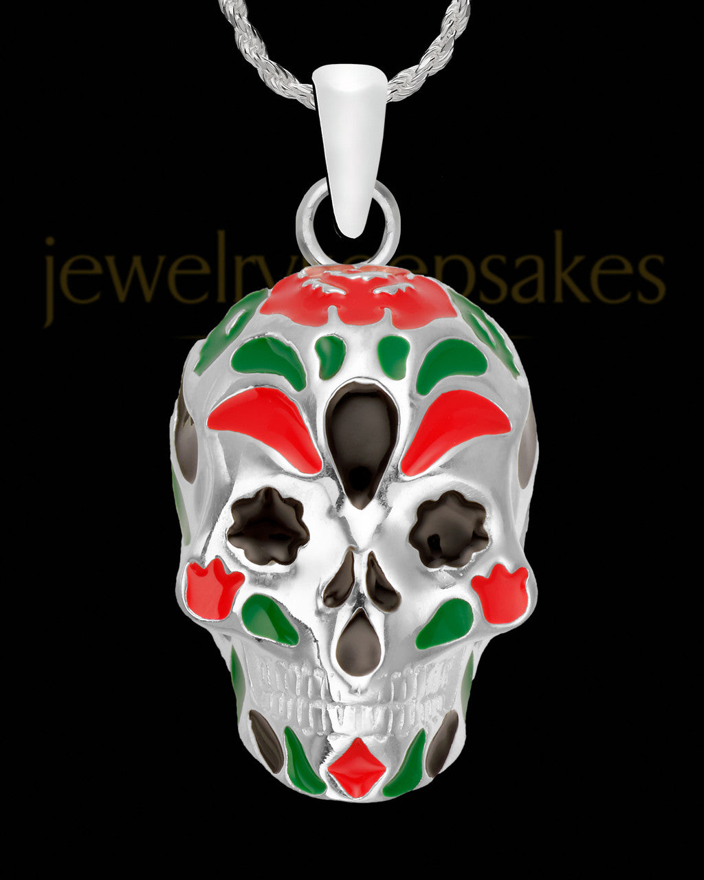 Sterling Silver Colorful Day Of The Dead Cremation Necklace