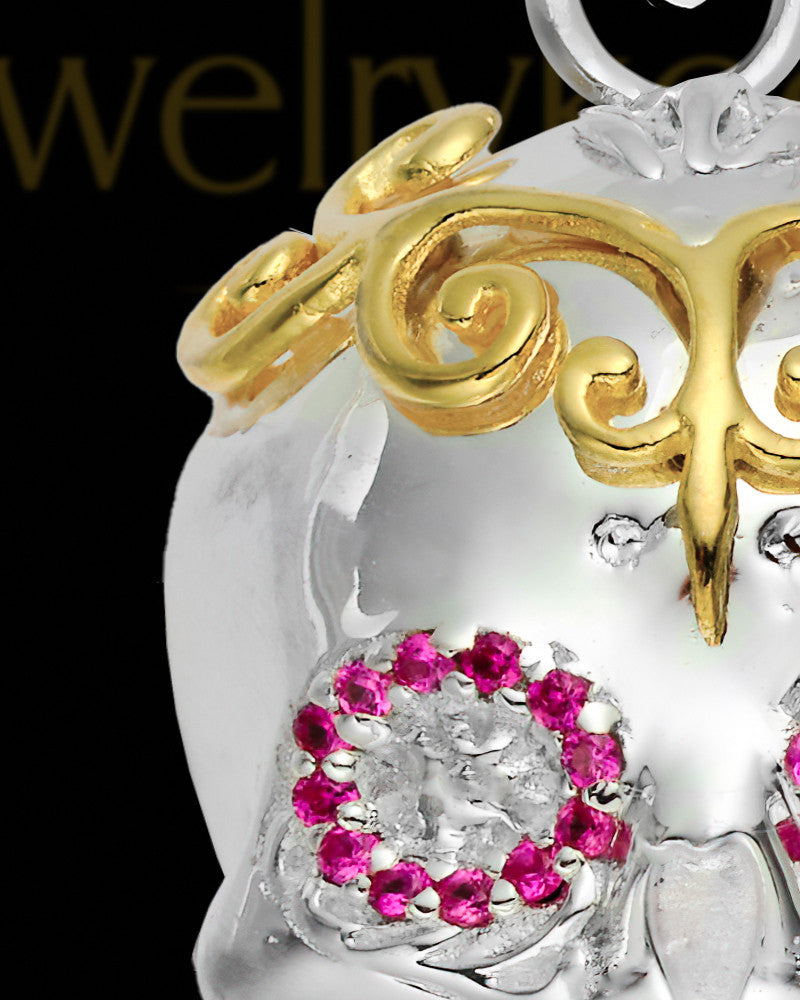 Sterling Silver Day Of The Dead with Pink Stones Cremation Necklace