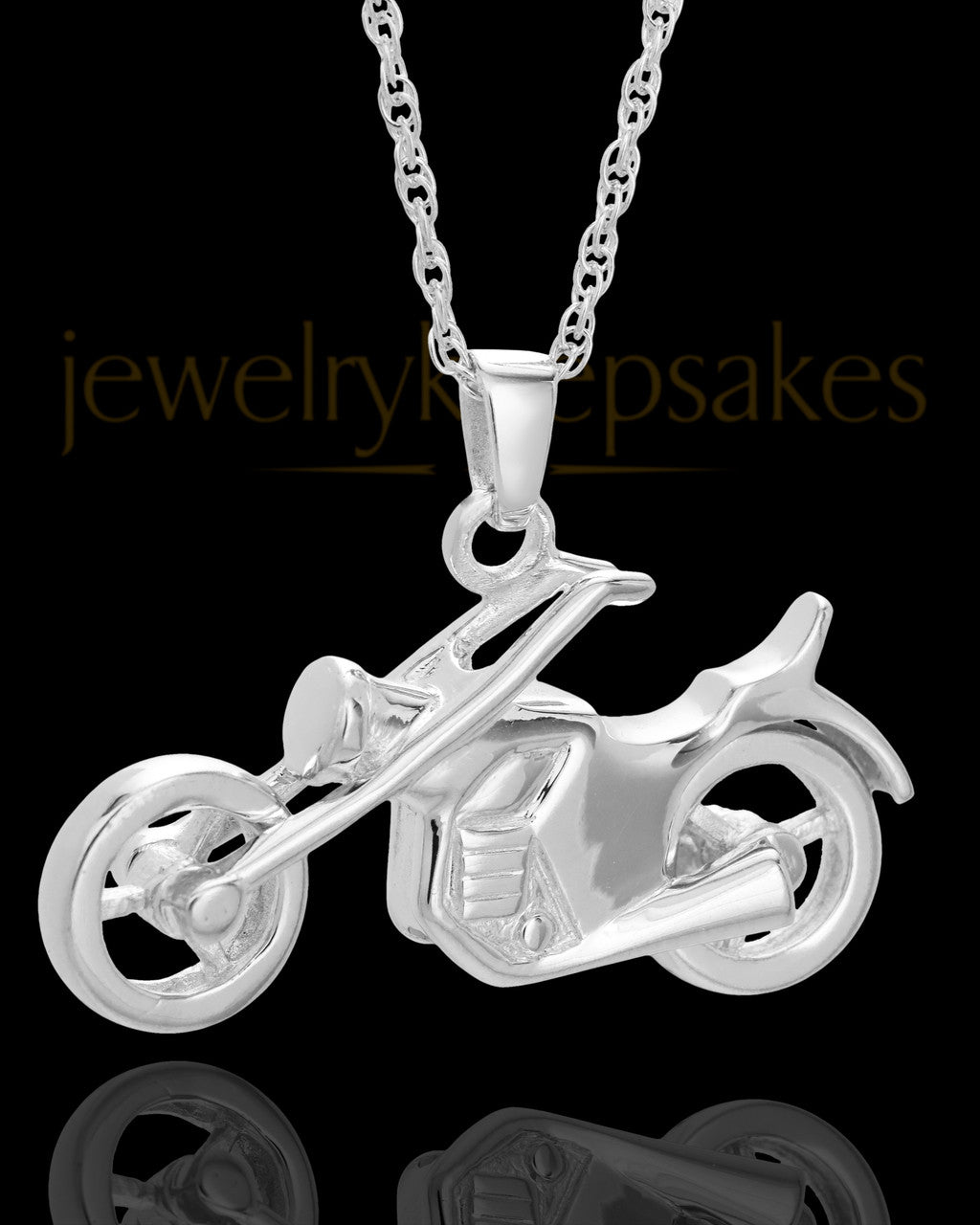 Cruisin Motorcycle Urn Pendant in 14K White Gold