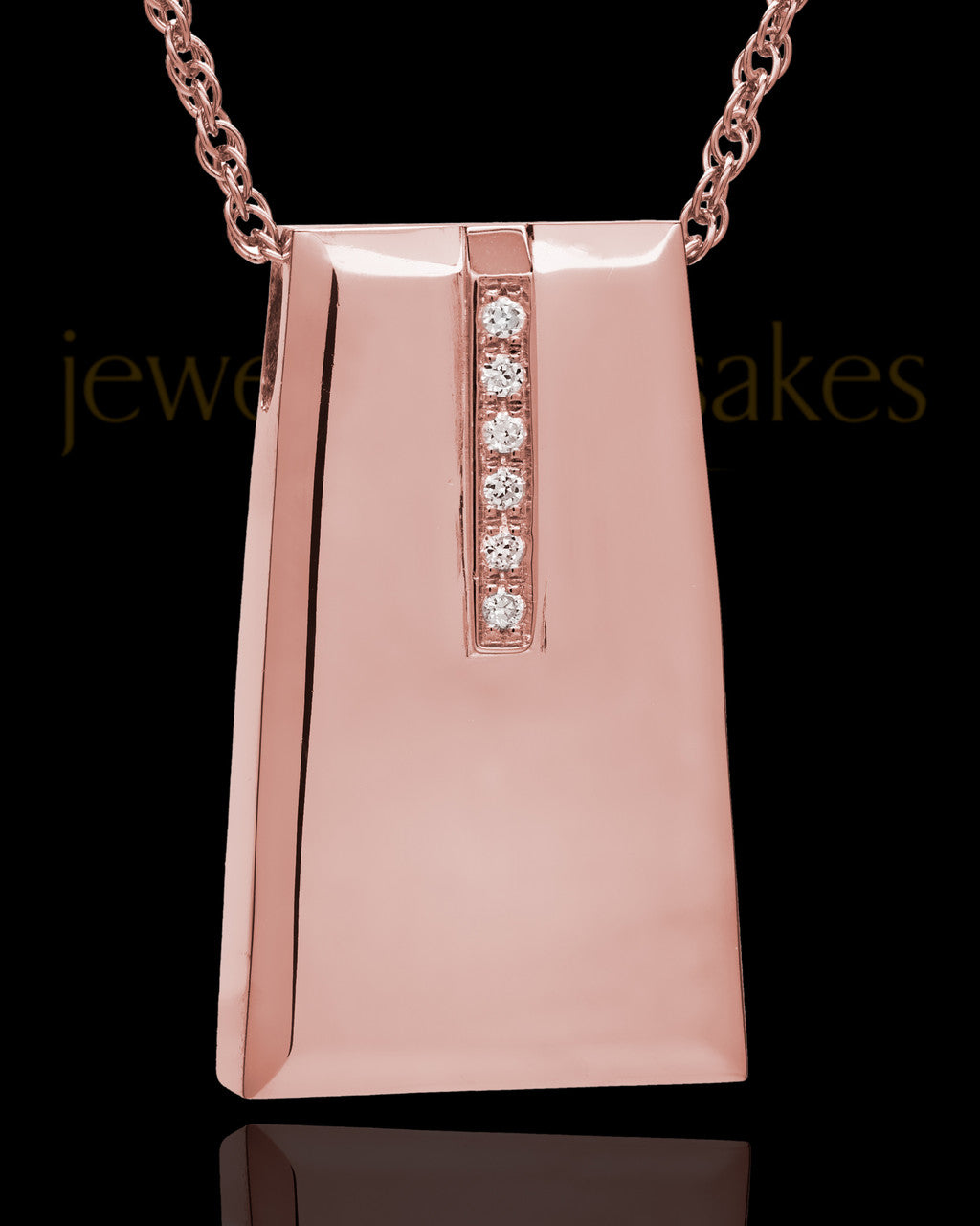 14K Rose Gold Shimmer Rectangle Cremation Necklace