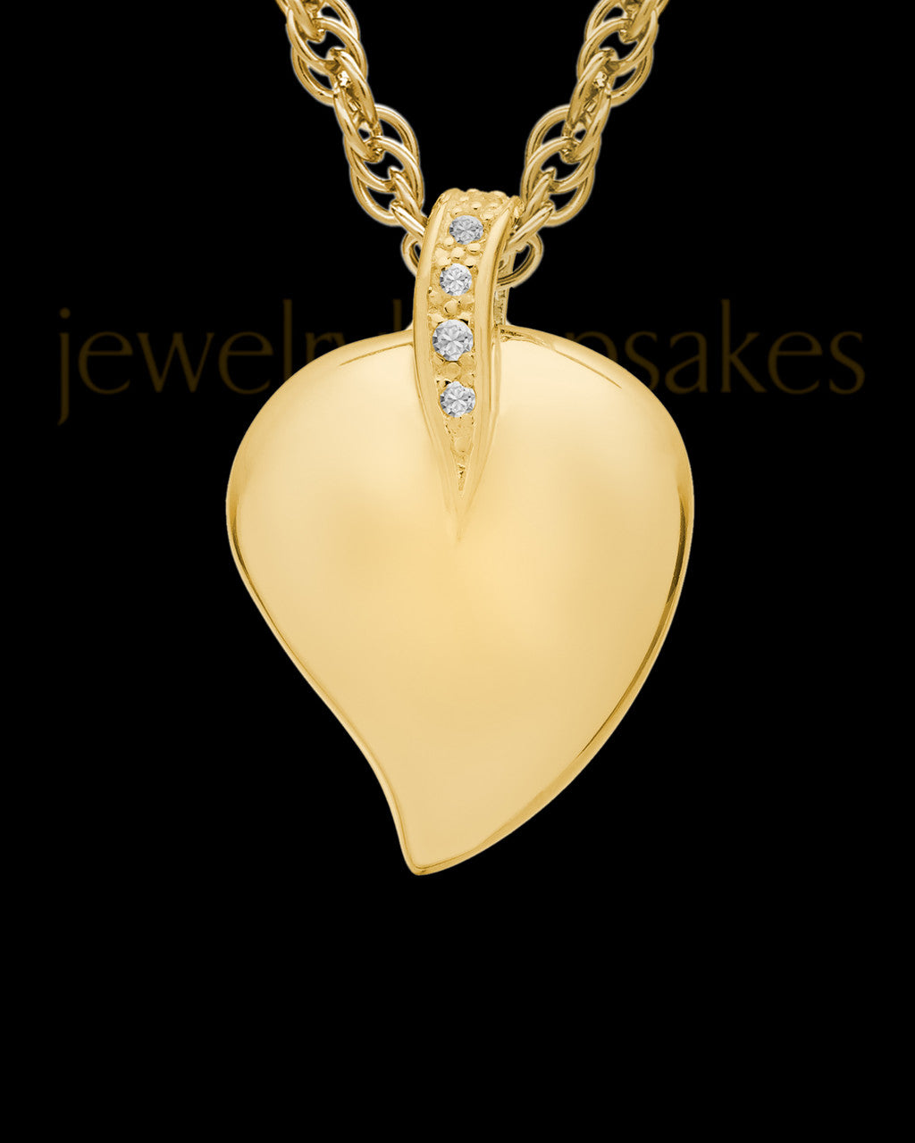 Cremation Pendant Gold Plated Elliptical Heart Keepsake