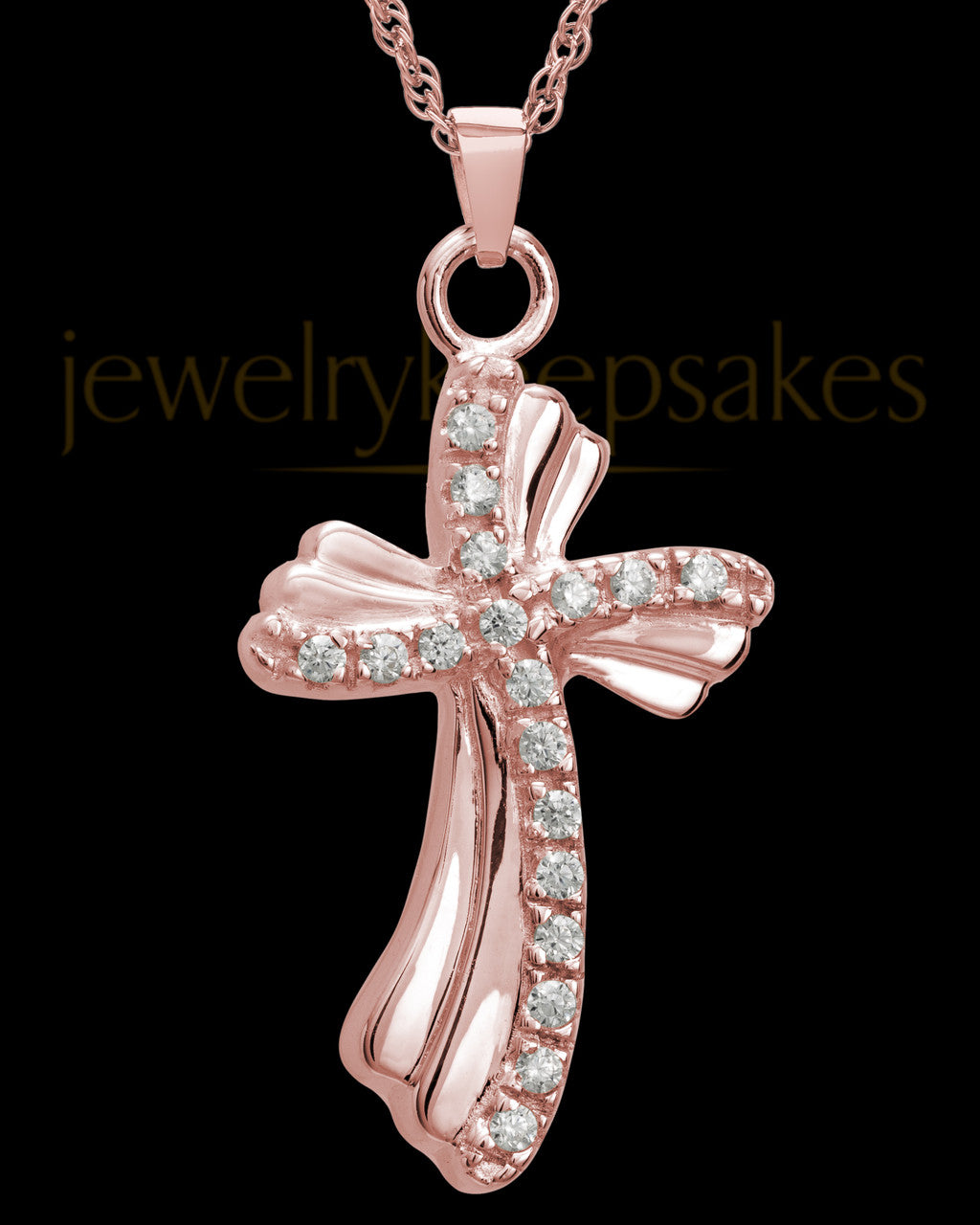 Pendant Keepsake 14K Rose Gold Quartz Cross