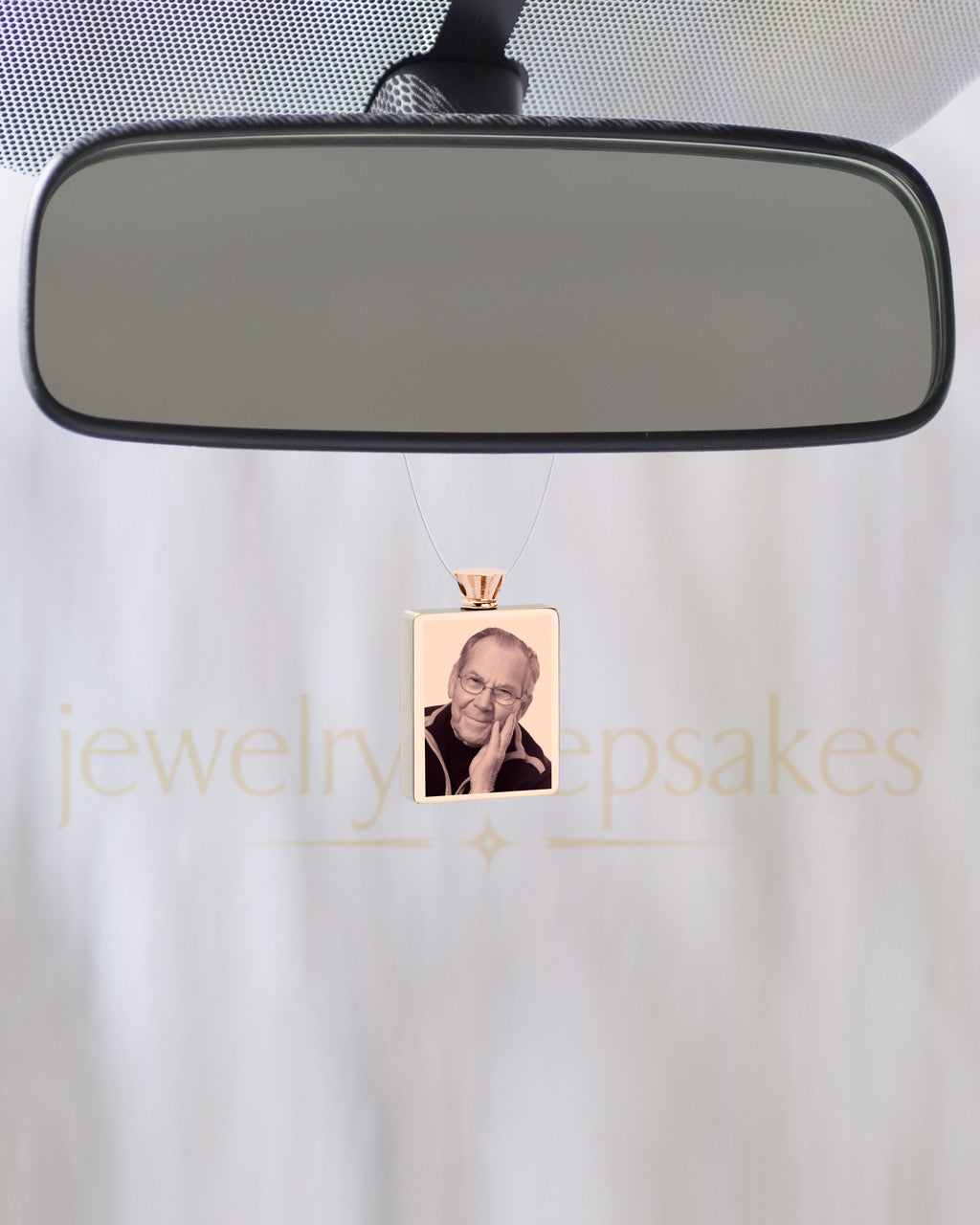 Photo Engraved Rectangle Rose Gold Plated Ash Reflection Pendant