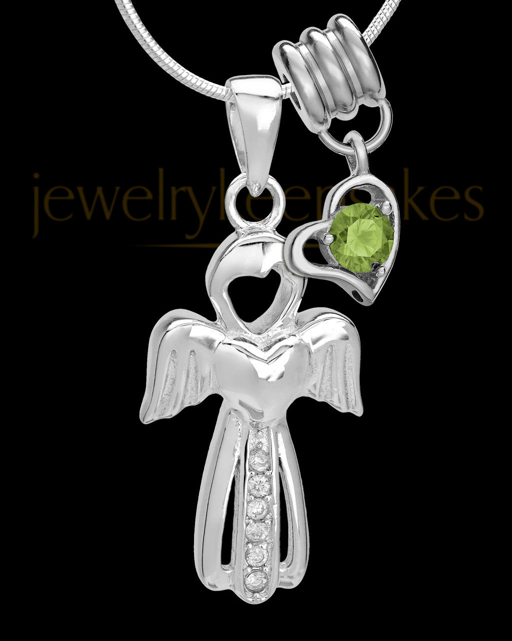 Sterling Silver August Heavenly Attendant Cremation Urn Pendant
