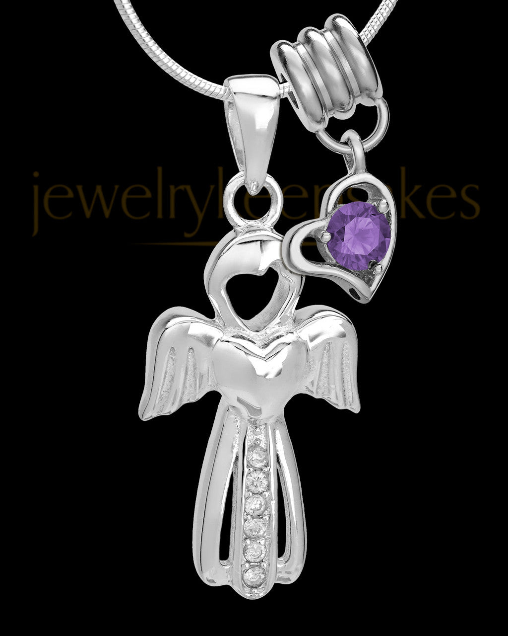Sterling Silver February Heavenly Attendant Cremation Urn Pendant