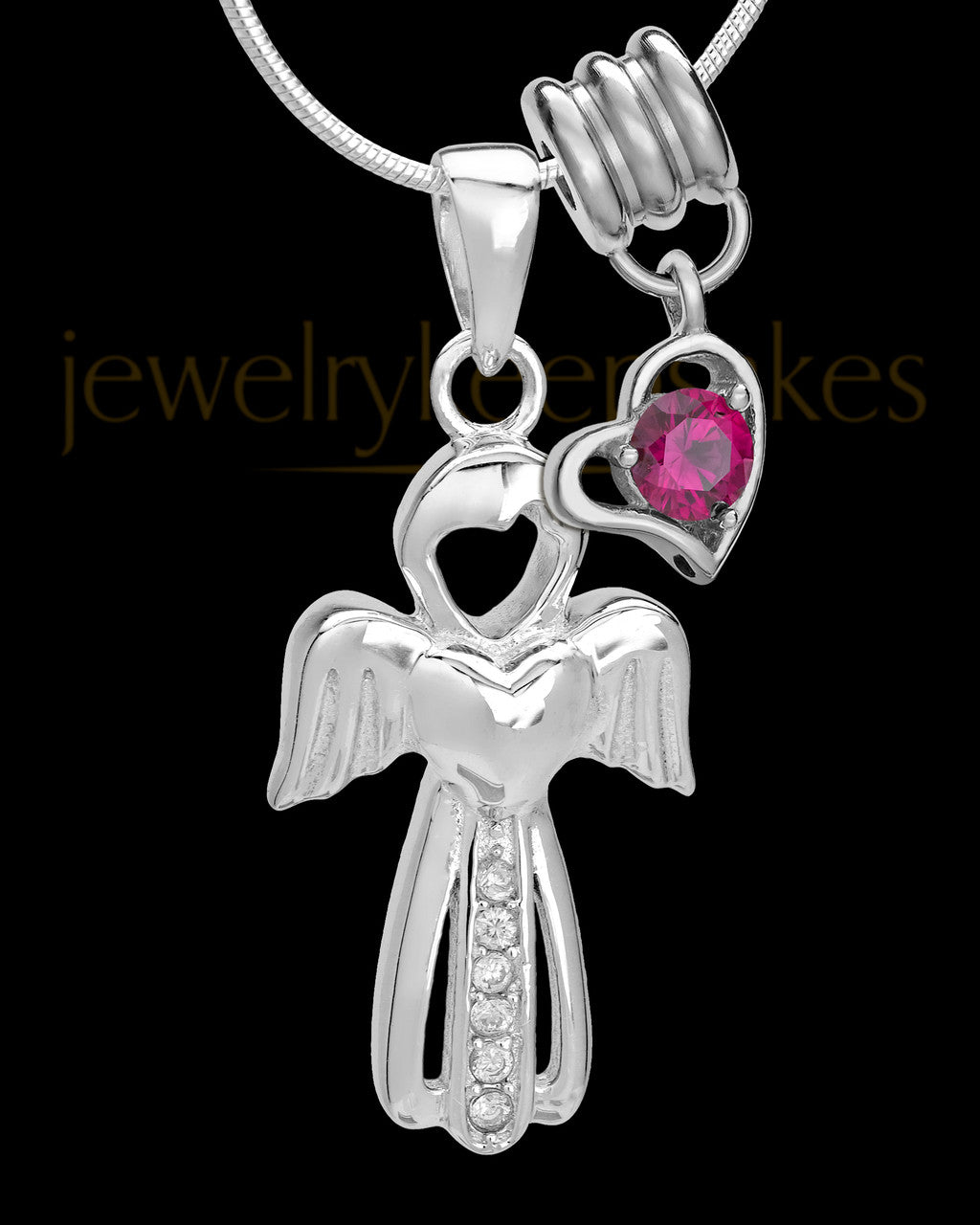 Sterling Silver July Heavenly Attendant Cremation Urn Pendant