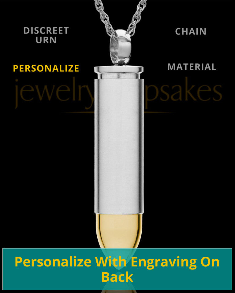 Locket Jewelry Stainless Steel Golden Tip 357 Magnum Bullet
