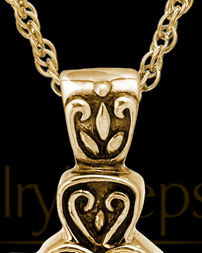 Cremation Pendant Gold Vermeil Cathedral Cross Keepsake