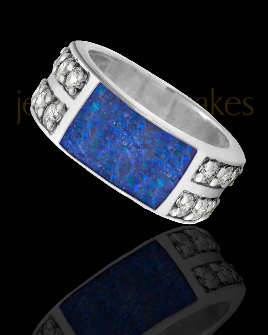 Men's Lennox Ocean Tide Opal Silver Ash Ring