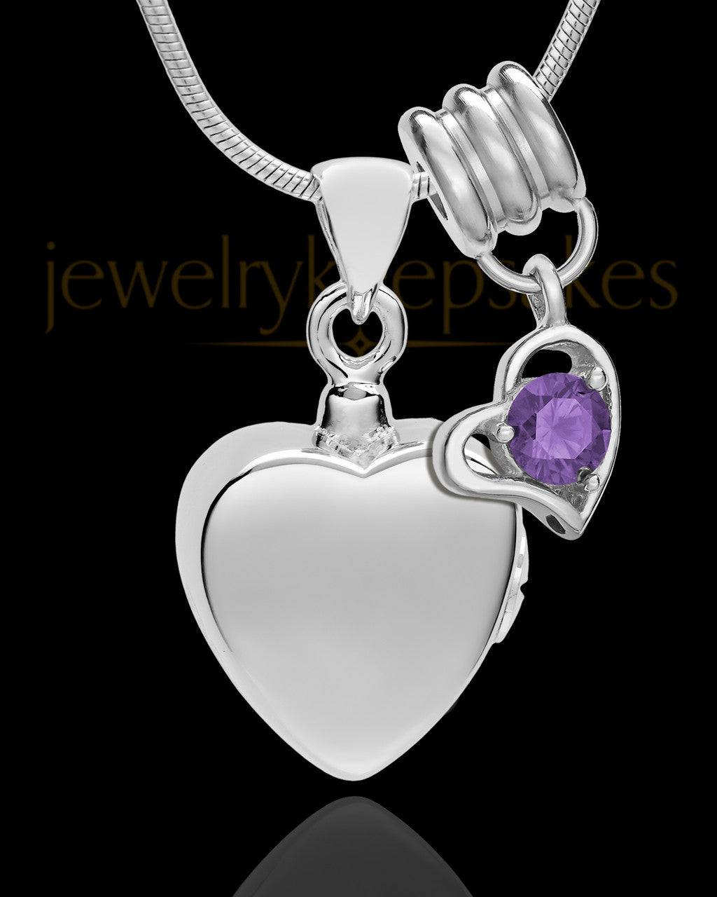 Sterling Silver Gentle Heart February Urn Pendant